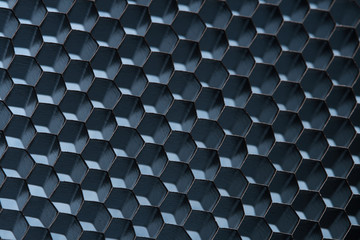 blue honeycomb grid; macro shot; shallow DOF - obrazy, fototapety, plakaty