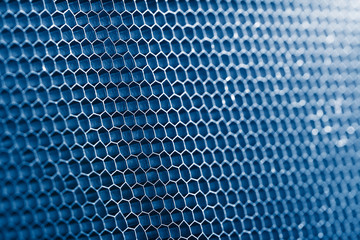 blue honeycomb grid, macro shot, shallow DOF - obrazy, fototapety, plakaty