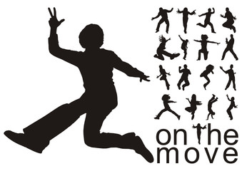 high quality traced on the move people silhouettes