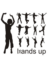 high quality traced hands up people silhouettes