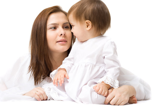 Mother's love. Cute baby 6 month with mother.