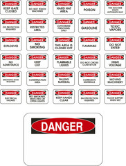 Red vector danger signs
