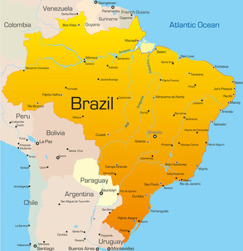 Abstract color map of Brazil country