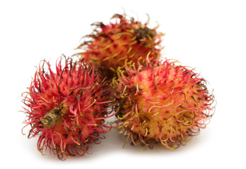 fresh rambutan on white background