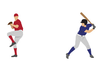 Silhouette of baseball thrower and batter players