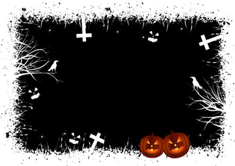 Halloween abstract background with pumpkin and crows