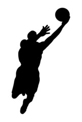 Black jumping basketball player silhouette with ball