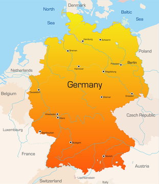 Abstract vector color map of German country
