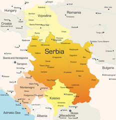 Abstract vector color map of Serbia country