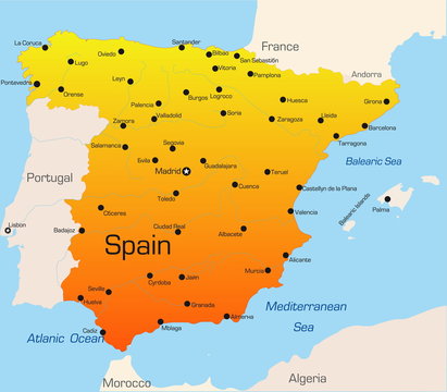 Abstract vector color map of Spain country