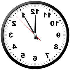 On the contrary clock. Abstract. Vector illustration. On White.