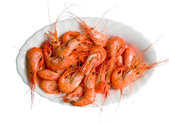 a tray with cooked red crayfish