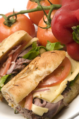 gourmet roast beef sandwich havarti cheese rosemary bread