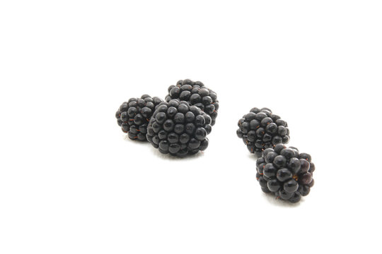 Group of plump, juicy blackberries ready to eat