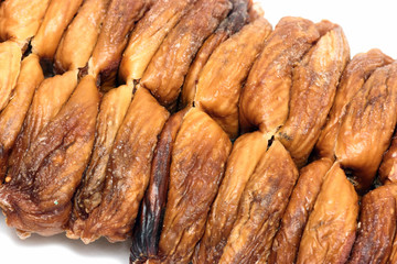 Two rows of a dried figs