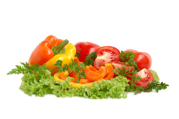 Peppers, tomatos, lettuce and parsley