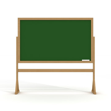 Blackboard with a chalk on a white background. 3D image.