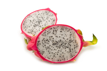 slice pitahaya on white background