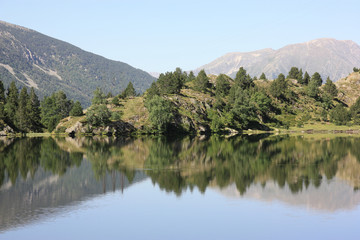 Naklejka na ściany i meble reflets sur un petit lac de montagne