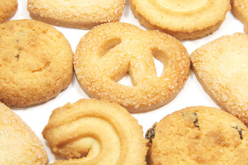 Cookies Used as a Full Background on a White Surface