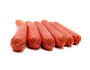 sausages on a white background. Isolation. Shalow DOF