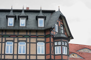 Fototapeta premium Fachwerkhausfassade in der Altstadt von Wernigerode, Harz