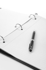Notebook and pen, Ring Binder, with white background