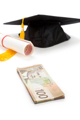 Black Mortarboard and canadian dollar