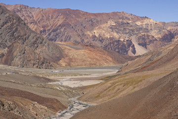 Mountain Road Between MAnali and Leh. Ladakh, India.