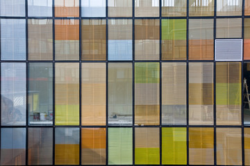 Colorful pastel windows in an office skyscraper