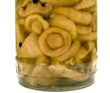 Marinaded mushrooms in glass capacity