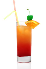 Refreshment Acoholic Drink with Tequila and Grenadine Syrup