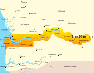 Abstract vector color map of Gambia country