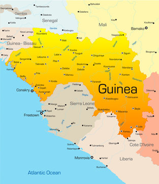 Abstract vector color map of Guinea country