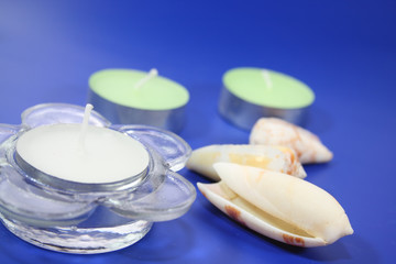 Glass candlestick with shells