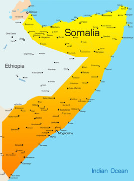 Abstract vector color map of Somalia