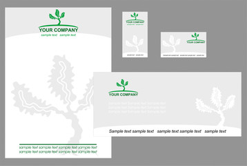 Corporate identity elements with envelope, card and stationery