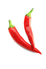 Two red hot chili peppers