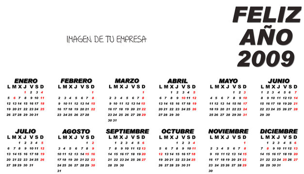 Calendario horizontal