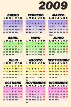 Calendario multicolor