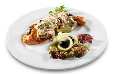 Salmon Steak Isolated on White Background