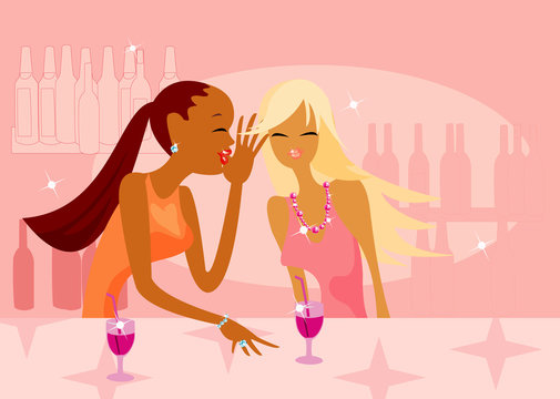 vector image of talking girls
