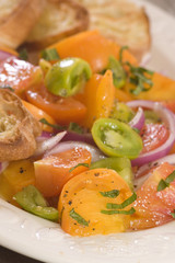 fresh tomato salad with toast