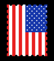 usa flag stamp isolated in black