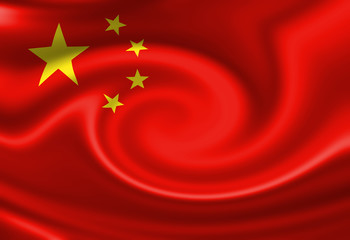 Chinese flag waving in the wind