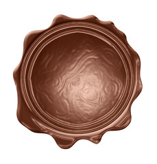 Blank chocolate seal on a white background