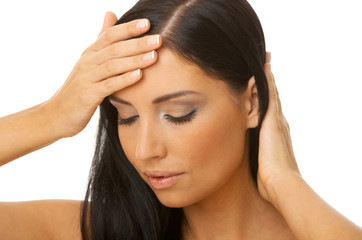 Fototapeta premium Portrait of 20-25 years old beautiful woman on white