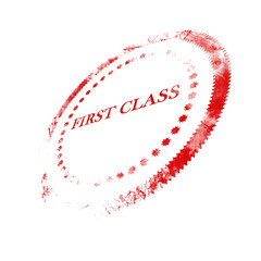 First class stamp on a solid white background
