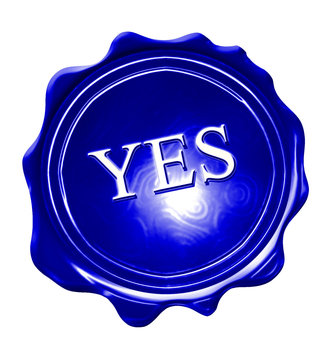 Blue Wax Seal With Yes Written On It