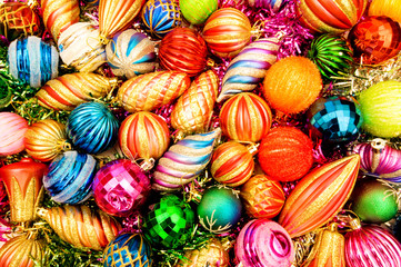 Colourful christmas decoration on a shiny background